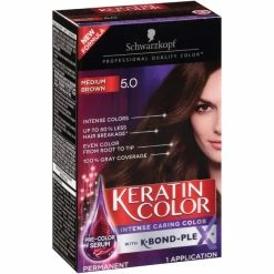 Budget 🎉 Schwarzkopf Keratin Color Permanent Hair Color Cream, 5.0 Medium Brown 😀