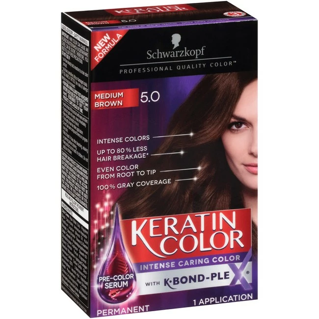 Budget 🎉 Schwarzkopf Keratin Color Permanent Hair Color Cream, 5.0 Medium Brown 😀