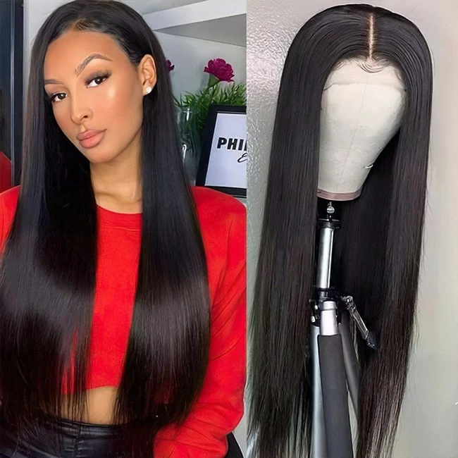Deals 👍 Veravicky Straight 13x4 Lace Front Wigs Human Hair 16 Inch Brazilian Remy Hair Wigs For Black 👩 Women, 150% Density Long Straight Wig Pre Plucked Hairline With Baby Hair ✔️