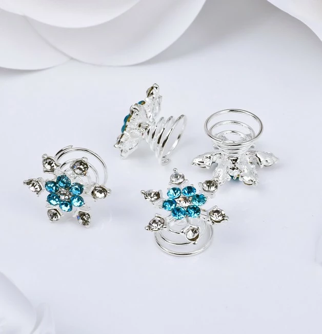 Discount ๐งจ Jovono Boho Hair Clips Blue Crystal Headpieces Wedding Hair Accerssories For ๐ฉ Women And ๐ง Girls(4PCS) โจ - Image 4
