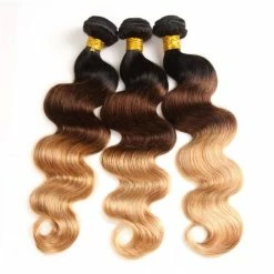 Best deal 😀 Kapelli Hair 10A Ombre Human Hair Bundles Ombre Brazilian Hair Body Wave (T1B/4/27,14" 16" 18") Ombre Brazilian Human Hair 100% Unprocessed Virgin Remy Hair Bundles 3 Tone Black To Blonde Human Hair Weave 🎁