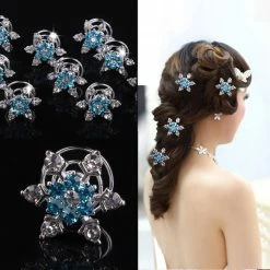 Discount 🧨 Jovono Boho Hair Clips Blue Crystal Headpieces Wedding Hair Accerssories For 👩 Women And 👧 Girls(4PCS) ✨