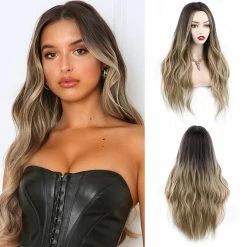 Cheap 🎉 FORCUTEU Ombre Wigs For 👩 Women Blonde Wigs Long Wavy Wig Middle Part Wig Heat Resistant Wigs For Daily Party (Ombre Ash Blonde Mix Bleach Blonde) 💯