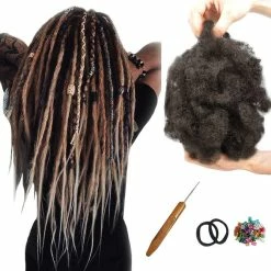 Wholesale ⌛ YOLANFAIRY 8 Inch 100% Remy Human Hair Dreadlock Extensions Bulk Afro Curly Full Head Handmade Loc Extensions 100% Human Hair 50g/Bundle For Dreadlocks And Twist Braiding (dark Brown 2#) 🥰