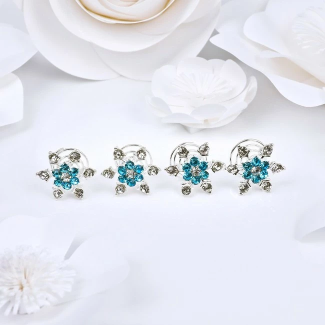 Discount ๐งจ Jovono Boho Hair Clips Blue Crystal Headpieces Wedding Hair Accerssories For ๐ฉ Women And ๐ง Girls(4PCS) โจ - Image 5