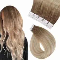 Top 10 😉 Easyouth Balayage Tape In Human Hair Extensions Brown To Blonde Hair 22Inch Silky Straight Glue In Extensions 50g 20Pcs Skin Weft Hair Tape Extensions 🔔