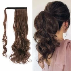 Best Sale 👍 Gangel Ponytail Extension Curly Wavy Pony Tails Wrap Around Hairpiece Claw Synbthetic Clip In Hair Extensions Magic Paste Hair Wraps Hair Pony Tail For 👩 Women And 👧 Girls(Pack Of 1)Light Ash Brown(4-30) ✔️