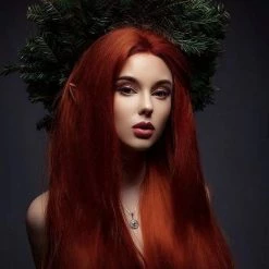 Cheap ❤️ Yiweier RainaHair Ginger Wig Long Yaki Straight Hair Soft Heat Resistant Fiber Synthetic Lace Front Wigs For 👩 Women Fancy 👗 Dress Orange Copper Red Drag Queen Cosplay Wig Middle Parting Natural Looking 24inch 🌟