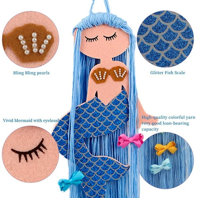 Best Pirce 😀 Volepet Mermaid Hair Bow Holder - Baby Hair Accessories Storage Headband Holder Hair Clips Organizer Hanging Decoration For Toddler 👧 Girls Room ✔️ - Image 2