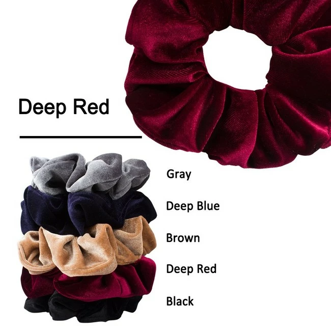 Outlet ๐งจ Jaciya Store Jaciya 5 Pack Large Velvet Scrunchies 6.3 Inches Hair Elastics Scrunchy Bobbles Soft Elegant Elastic Hair Bands Hair Ties, 5 Colors (Color 1) ๐ - Image 3