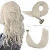 Outlet 🛒 YoungSee 16inch Remy Nano Ring Hair Extensions Platinum Blonde Micro Nano Ring Human Hair Extensions No Glue Nano Bead Hair Extensions 50grams 50strands 🔔