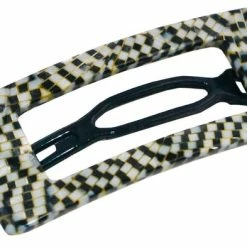 Best Sale 🤩 French Amie Rectangular Framed Opera Small 2" Handmade Celluloid Acetate Metal Free Side Slide Hair Clip Barrette For 👩 Women And 👧 Girls, Made In France 🔔