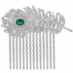 Buy 😀 EVER FAITH Store EVER FAITH Austrian Crystal Wedding Peacock Feather Bridal Hair Side Comb 👏