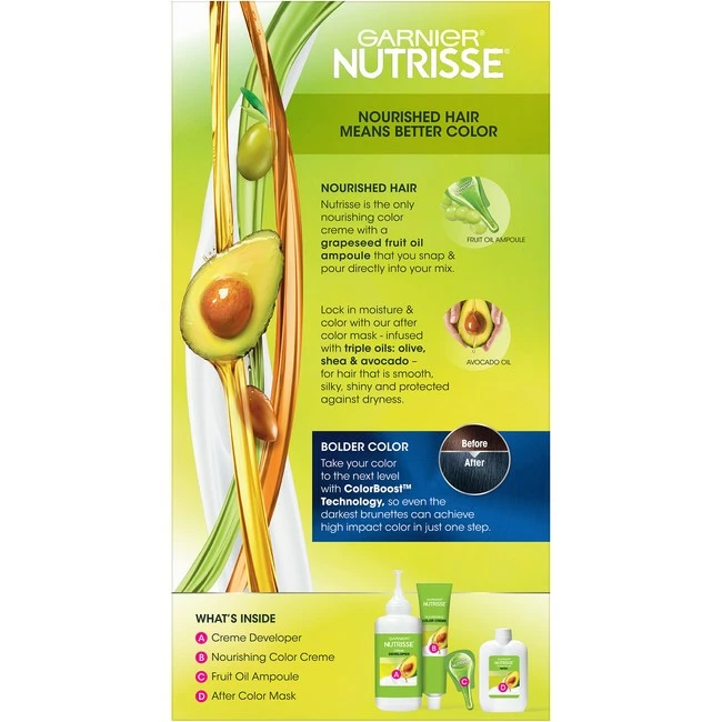 Flash Sale 😀 Garnier Store Garnier Nutrisse Ultra Nourishing Hair Color Creme With Triple Oils, Permanent Dye For 100% Gray Coverage, Blue Curaçao IN2 😉 - Image 2