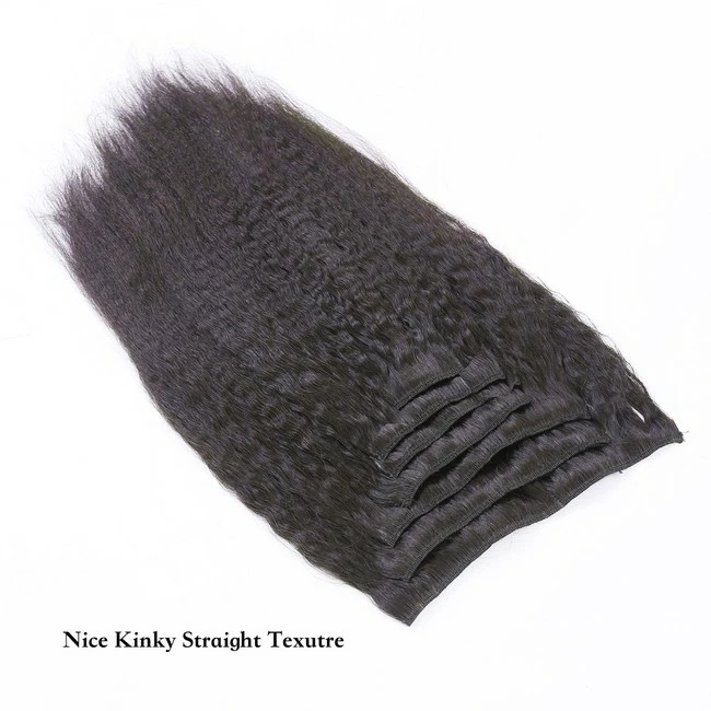 Wholesale ๐ Lacerhair Afro Kinkys Coarse Clip-in Human Hair Extensions For Black ๐ฉ Women Remi Brazilian Natural Color Full Head 7Pcs 120Gram With 17 Clips KS 20 Inch ๐ - Image 2