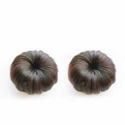 Brand new 😀 AKOAK 2 Pcs Baby Wig Bun, Girl Bun Fake Hair Bag Small Clip Headwear (Dark Brown) ✔️