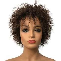 Wholesale 😍 Wiginway Short Kinky Curly Wigs For Black 👩 Women Afro African American Brown Full Wigs Hair Replacement 8 Inch 🔔