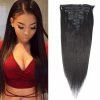 Flash Sale 👍 Annora Store Straight Human Hair Clip In Hair Extensions For Black 👩 Women Virgin Hair 100% Human Hair 8Pcs 12”-20”Inch 130g (12 Inch，#1B Natural Black ） 😉