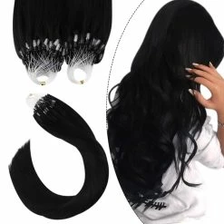 Buy 🎉 Ugeat Micro Loop Hair Extensions 24inch Micro Bead Hair Extension Remy Hair 1g/Strand Micro Link Human Hair Extensions 50Gram Color #1 Jet Black Micro Ring Real Human Hair Extensions 🛒