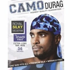 Best Sale 😍 Tyche Silky Durag Royal Silky Collection Ultra Stretch Blue Camo 💯