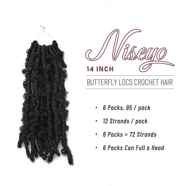 Brand new ✔️ Niseyo Store Niseyo 14 Inch Butterfly Locs Crochet Hair 6 Packs Pre Looped Handmade Distressed Faux Locs Crochet Braids (1#) 👍 - Image 2