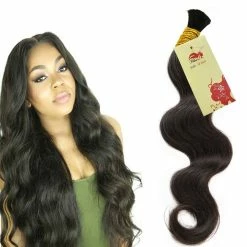 Buy ❤️ Hannah Queen Wet N Wavy Bulk Hair HUMAN HAIR Micro Braiding 4 Bundle 200g Brazilian Body Wave Bulk Hair For Braiding Human Hair No Weft (18 20 22 24 Natural Black #1B) 🤩