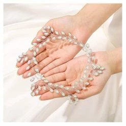 New 🔔 Yokawe Wedding Hair Vines Gold Bridal Rhinestone Leaf Hair Piece Crystal Decorative Hair Accessories For 👩 Women And 👧 Girls (Silver) 😉