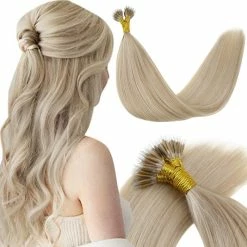 Promo 🔔 LAAVOO Store LaaVoo Nano Real Hair Extensions For 👩 Women 16 Inch Ash Brown With Bleach Blonde Pre Bonded Natural Hair Extensions Highlight Blonde Nano Loop Hair Extensions Human Hair 1g/strand 50g ✨