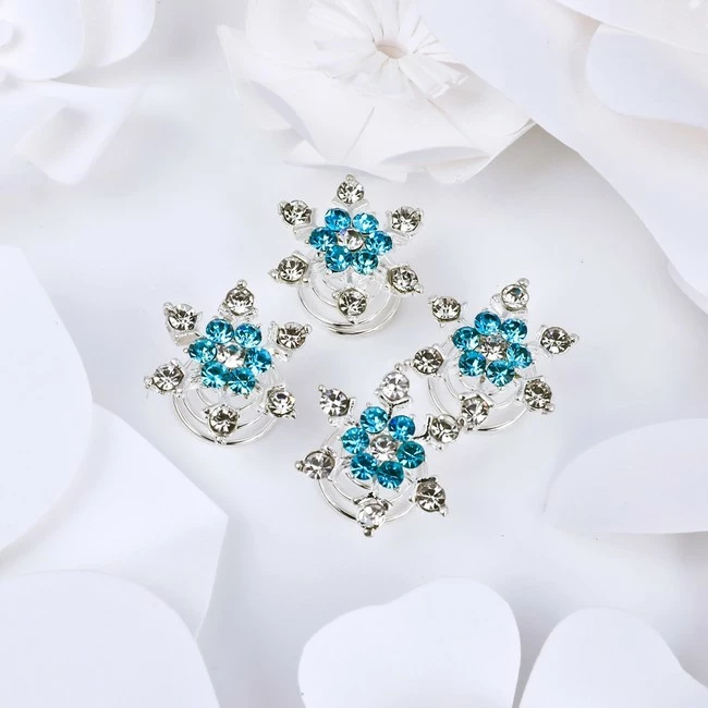Discount ๐งจ Jovono Boho Hair Clips Blue Crystal Headpieces Wedding Hair Accerssories For ๐ฉ Women And ๐ง Girls(4PCS) โจ - Image 3