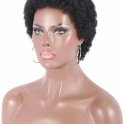 Budget 😍 Kalyss Store Kalyss 100% Human Hair Short Black Afro Kinky Curly Wigs For 👩 Women Lightweight Natural Looking Full Hair Wig 😉