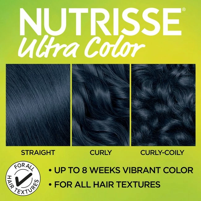 Flash Sale 😀 Garnier Store Garnier Nutrisse Ultra Nourishing Hair Color Creme With Triple Oils, Permanent Dye For 100% Gray Coverage, Blue Curaçao IN2 😉 - Image 4