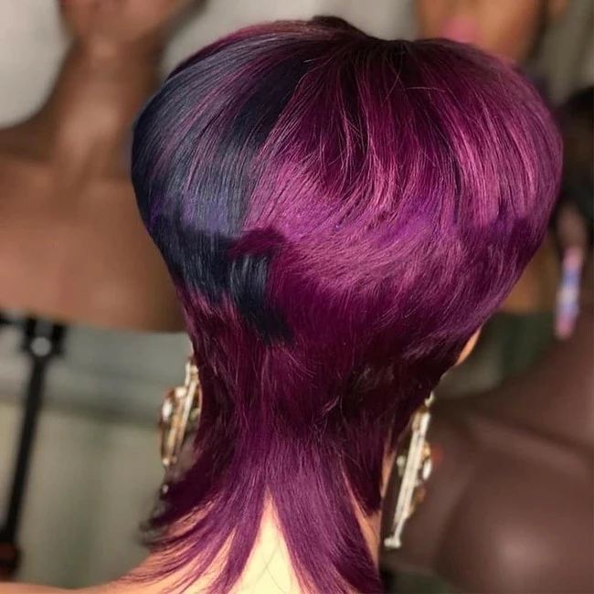 Best reviews of ๐ Riconey Pixie Cut Wigs With Bangs Bob Wig Human Hair Black Burple Mixed Color Wigs For Black ๐ฉ Women Brazilian Remy Human Hair None Lace Glueless Full Machine Made Wigs ๐ - Image 5