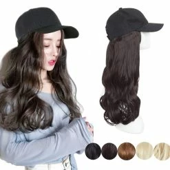 Best reviews of 🌟 S-noilite ⚾ Baseball Hat With Hair Extensions Real Natural Synthetic Hair ⚾ Baseball Cap Black Hat 16 Inch Long Thick Wavy Hair For 👩 Women Daily Party Use Light Brown 🛒