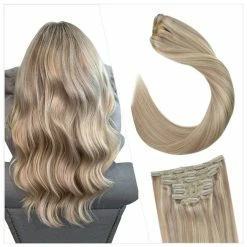 Top 10 ⭐ Ugeat Store Ugeat Real Human Hair Clip In Extensions 18 Inch Clip In Hair Extensions 7PCS Human Hair Clip In Extensions Ash Blonde Mixed With Bleach Blonde Extensions Human Hair Natural Clip 😉