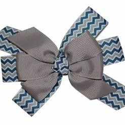 Cheap 🌟 Webb Direct 2U WD2U 👧 Girls Navy & Silver Chevron Football Team Colors Hair Bow French Clip USA ✨