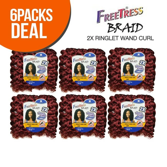 Promo ๐ FreeTress Synthetic Hair Crochet Braids 2X Ringlet Wand Curl (6-PACK, OT30) โค๏ธ
