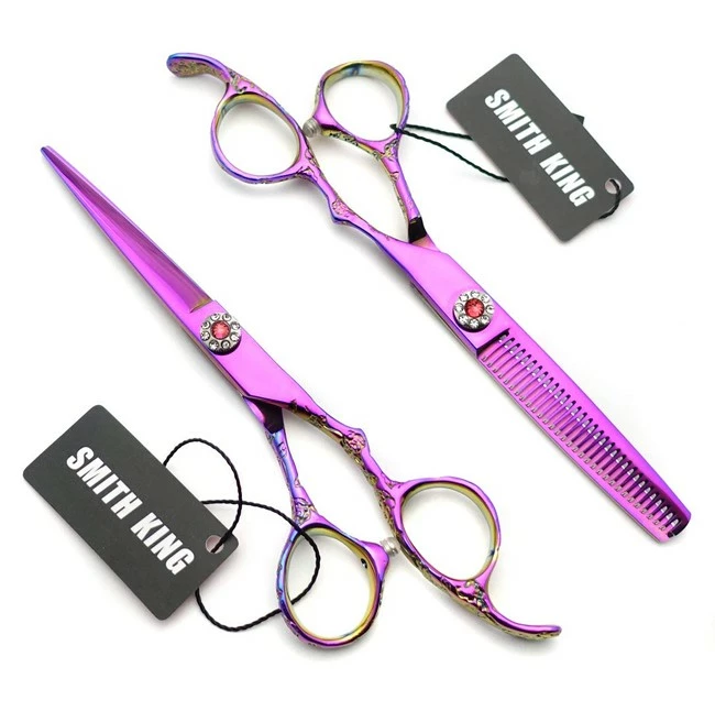 Buy ๐ Smithking Professional Hair Cutting Scissors Set With Razor Comb Case,Hair Cutting Shears Hair Thinning Shears With Rose Handle (6.0 Inches) โ - Image 3