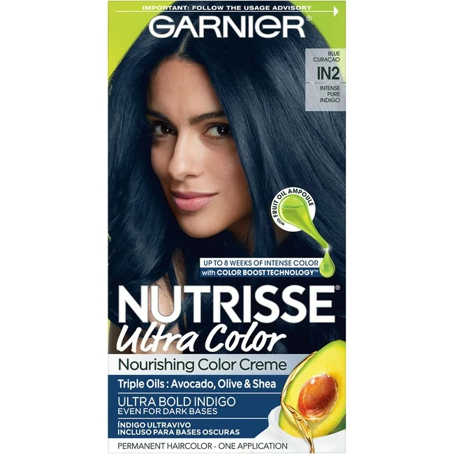 Flash Sale 😀 Garnier Store Garnier Nutrisse Ultra Nourishing Hair Color Creme With Triple Oils, Permanent Dye For 100% Gray Coverage, Blue Curaçao IN2 😉