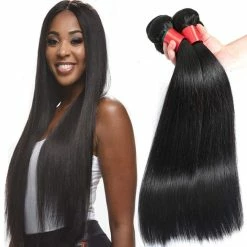 Wholesale 🔥 AUTTO Human Hair Bundles Brazilian Virgin Straight Human Hair 3 Bundles Weaves 16 18 20inch 100% Unprocessed Straight Hair Bundles Weaves Extensions Natural Black Color 🧨