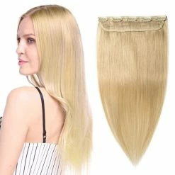 Best Pirce 🎁 S-noilite Store S-noilite Clip In Remy Human Hair Extensions 100% Real Human Hair Straight Soft Extensions One Piece/5 Clips 3/4 FULL HEAD-Thicker 18 Inch/90g #613 Bleach Blonde) 🛒