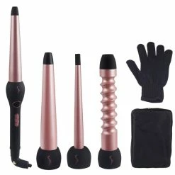 Best deal 🎉 DORISILK Store 3 Interchangeable Curling Iron Wand Set, DORISILK Hair Curler With Ceramic Tourmaline Barrels,(32/32mm Spiral Roller, 19/32 Tapered Wand, 9/18mm Twirl), Dual Voltage Hair Curling, Heat Resistant Glove 🎉