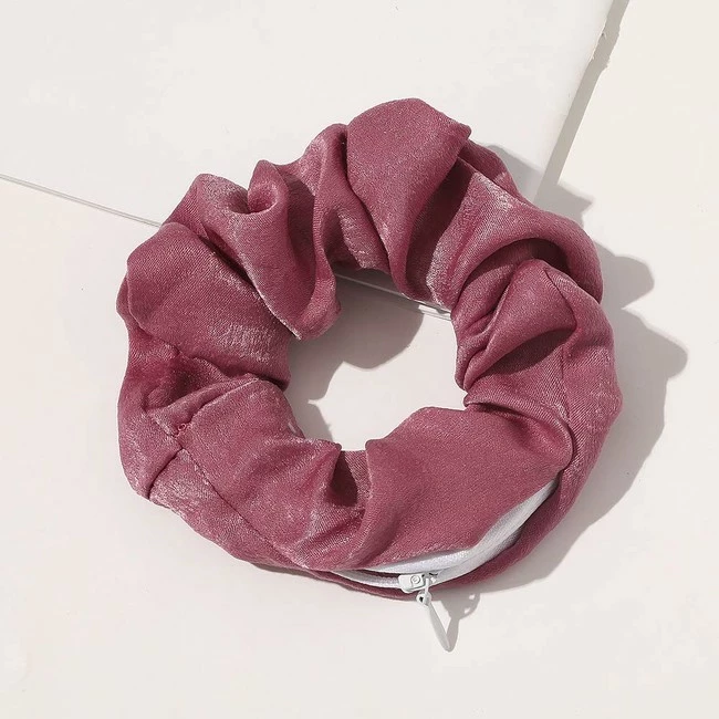 Hot Sale 🔥 DINPREY Velvet Dots Hair Scrunchie With Zipper Pouch Hair Ties Ropes Secret Zipper Pocket Scrunchies Tie Soft Stash Tie Dye Scrunchies Floral Hair Elastic Ties For Vsco Girl Stuff Scrunchies (8 Pcs) ❤️ - Image 4