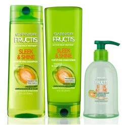 Best Sale 🔔 Garnier Fructis Sleek And Shine Shampoo, Conditioner And Anti-Frizz Serum, 5.1 Ounce (Set Of 3) ✔️