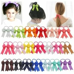 Hot Sale 🎉 Yxiang 40Pcs Cheer Bows For 👧 Girls, 2.5 Inches Hair Bow Ribbon Tails Hair Tie Ponytail Holder Baby Rubber Band Hair Accessories For Girl School Kid 👩 Women Cheerleader (20 Colors) 🤩