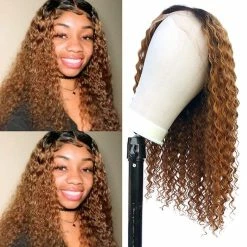 Best reviews of 🛒 Benafee Ombre Brown Lace Front Wigs Human Hair Pre Plucked Curly Lace Front Wigs For Black 👩 Women Colored Deep Wave Brazilian Remy Hair Wig 150% Density Glueless Bleached Knots With Baby Hair 12 Inch 🔥