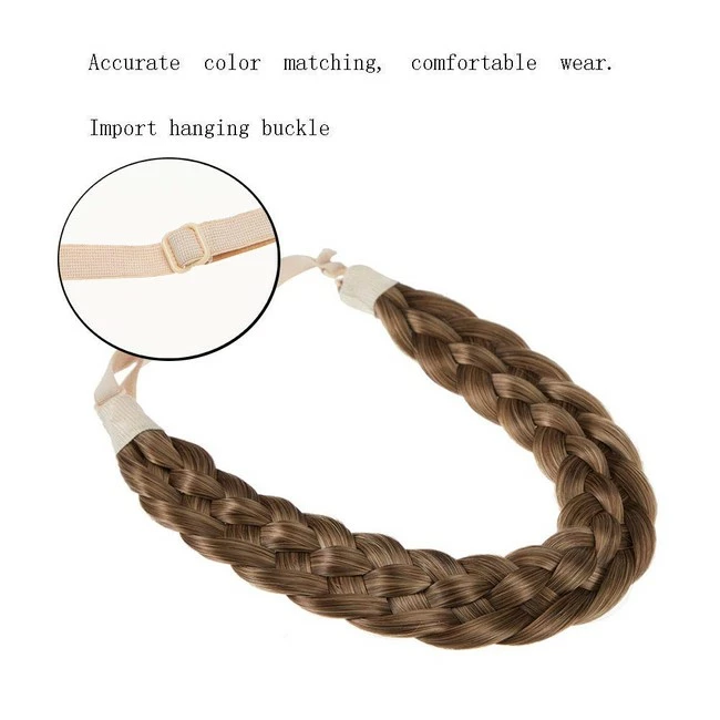 Buy ๐ TOECWEGR 5 Strands Synthetic Hair Braided Headband Wig Classic Thick Wide Braided Elastic Multicolor Silk Headband Ladies Beauty Headdress (1B) ๐งจ - Image 3