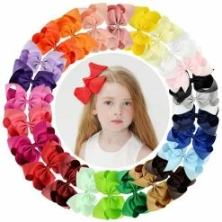Best Pirce 🔥 YHXX YLEN 25Pcs 6 Inch Hair Bows Clips Solid Color Grosgrain Ribbon Larger Hair Bows Alligator Clips Hair Accessories For Baby 👧 Girls Infants Toddlers Kids Teens 😍