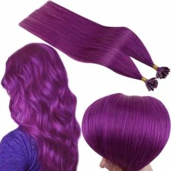 Buy 🔔 RUNATURE Store RUNATURE U Tip Hair Extensions Purple Human Hair Silky Straight U Tipped Keratin Real Hair Extensions 16 Inch 20gram Purple Pre Bonded Straight Human Hair Extensions ⌛