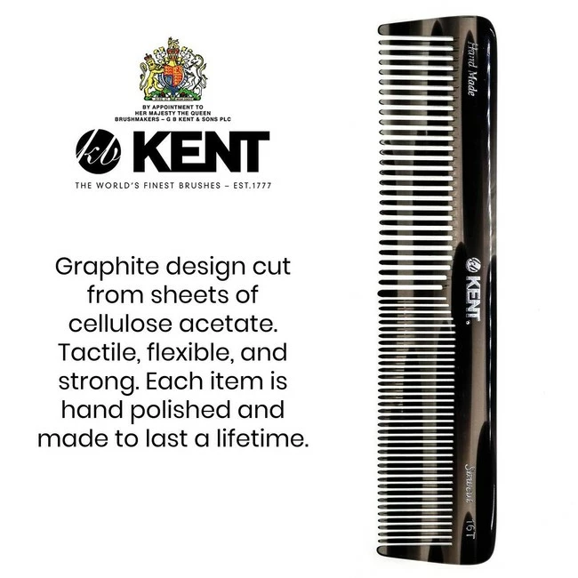 Buy 🌟 KENT Store Kent 16TG Hair 👗 Dressing Table Comb Double Tooth, Graphite Fine / Wide Tooth 👗 Dresser Comb For Hair, Beard And Mustache, Coarse / Fine Hair Styling Grooming Comb For Men 👩 Women And Kids. Made In England 🌟 - Image 3